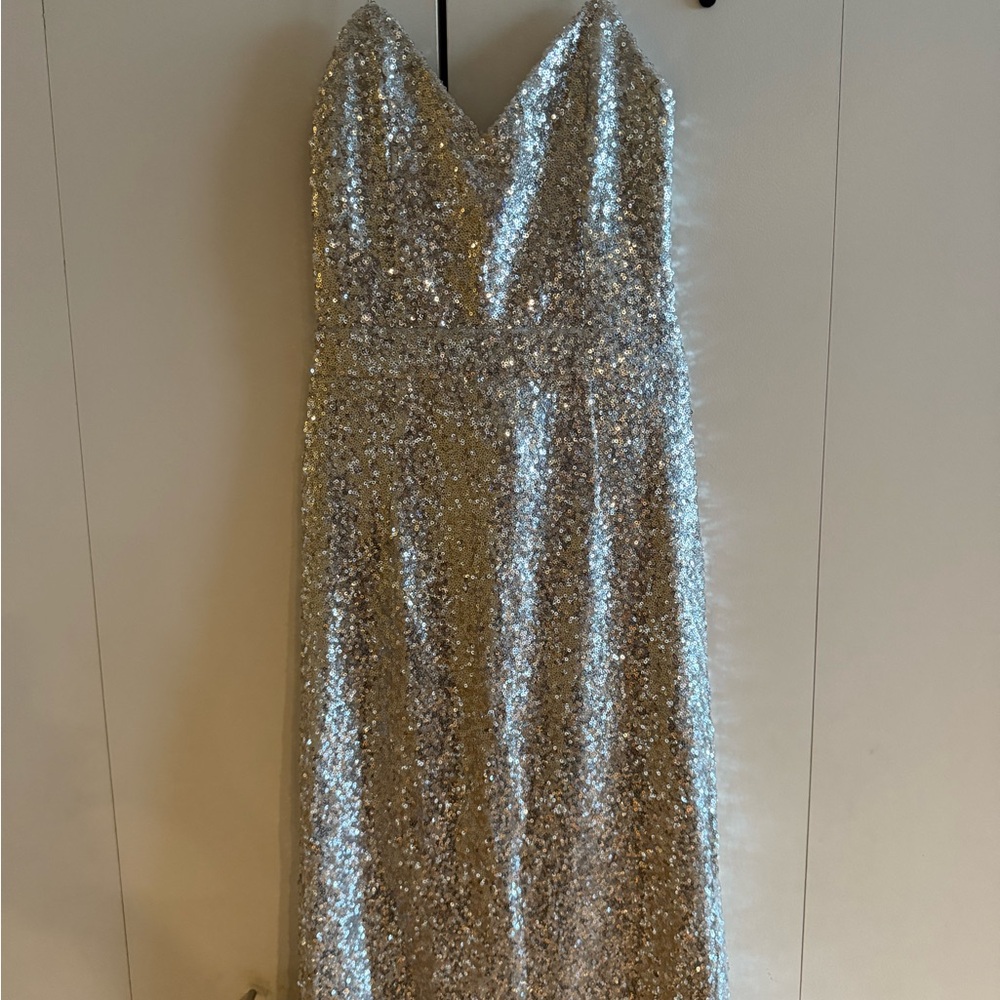 Rehab Midi Silver Sequin Dress